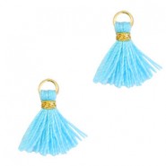 Mini Quaste Ibiza Style 1cm Gold-Maya blue